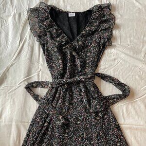 Suzy Shier Cottagecore Fairy Boho Sheer V-Neck Midi Dress